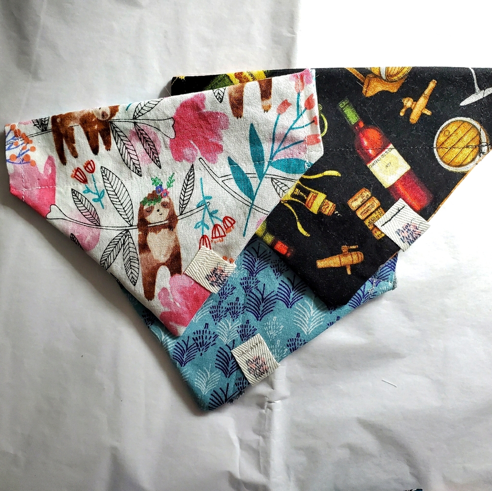 Adorable pet bandanas slide thru collar
